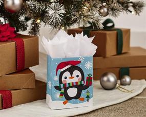 img 3 attached to Hallmark 5-inch Small Holiday Gift Bag with Tissue Paper - Penguin Design