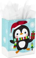 hallmark 5-inch small holiday gift bag with tissue paper - penguin design logo