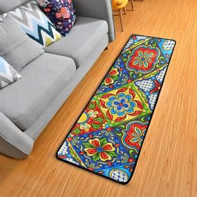 img 2 attached to 🎨 ALAZA Mexican Ethnic Folk Ornament Runner Rug: Vibrant Home Decor Essential for Hallways, Living Rooms, Bedrooms - Non Slip, 72x24 inches