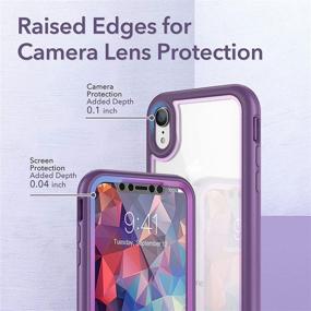 img 1 attached to 📱 YOUMAKER Aegis Series iPhone XR Case - Full-Body Protective Cover with Built-in Screen Protector, Rugged Transparent Design - Purple, 6.1 Inch