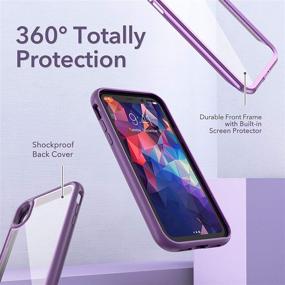 img 2 attached to 📱 YOUMAKER Aegis Series iPhone XR Case - Full-Body Protective Cover with Built-in Screen Protector, Rugged Transparent Design - Purple, 6.1 Inch