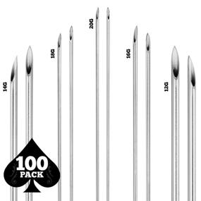 img 2 attached to 💉 ACE Needles 100 Mix Body Piercing Needle Set - Sizes 12g, 14g, 16g, 18g, and 20g (20 pcs each)