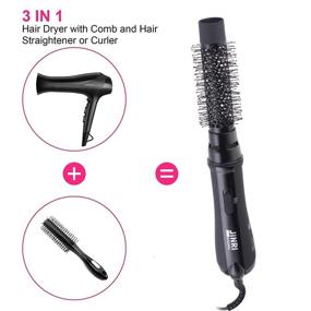 img 1 attached to 💇 3-in-1 Hot Air Brush Styler: One Step Hair Dryer & Volumizer for Straightening, Curling, Lightweight Salon Ceramic Blow Dryer with Negative Ion Technology for Hot Air Modeling