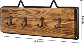 img 2 attached to 🔑 Rustic Wood and Black Metal Wall Mounted Key Rack - Entryway Storage Organizer with 4 Hooks by MyGift