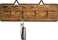 🔑 rustic wood and black metal wall mounted key rack - entryway storage organizer with 4 hooks by mygift логотип