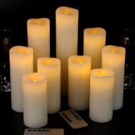 свечи без пламени vinkor - комплект из 9 айвори светодиодных восковых свечей | включен пульт дистанционного управления и таймер логотип