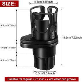 img 3 attached to 🚗 Car Cup Holder Extender with Adjustable Mount - 2-Pack Multifunctional Cup Drink Holder for Vehicle - Includes 4 Coasters (Matt Black)