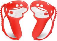 full grip cover compatible for oculus quest 2 touch controller with adjustable anti-fall backhand starp and wrist hand by x-super home (red) logo