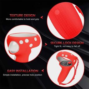 img 1 attached to Full Grip Cover Compatible For Oculus Quest 2 Touch Controller With Adjustable Anti-Fall Backhand Starp And Wrist Hand By X-Super Home (Red)