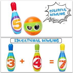 img 2 attached to 🎳 Bowling Toddlers: Colorful Educational Developmental Toy Set