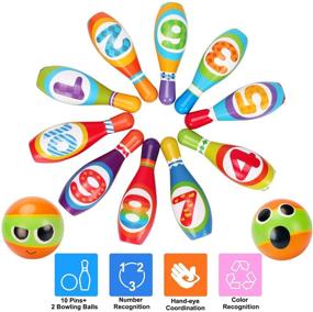 img 3 attached to 🎳 Bowling Toddlers: Colorful Educational Developmental Toy Set
