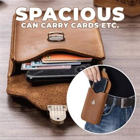 img 1 attached to Ranboo Genuine Leather Cell Phone Pouch: iPhone 13 Pro Max, 12 Pro Max, 11 Pro Max, 📱 XS Max, 7 Plus, 8 Plus, LG Stylo 6, Motorola One 5G Ace Belt Holder Carrying Case (Brown)