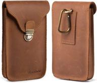 ranboo genuine leather cell phone pouch: iphone 13 pro max, 12 pro max, 11 pro max, 📱 xs max, 7 plus, 8 plus, lg stylo 6, motorola one 5g ace belt holder carrying case (brown) logo