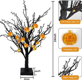 img 2 attached to 🎃 TURNMEON 2Ft Halloween Black Spooky Tree: Timer, 24 LED Orange Lights, 25 Pumpkin Lights, Jack-O-Lantern Glitter Tabletop Tree - Battery Operated Halloween Decorations for Indoor Home Holiday Party