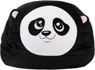 roomganize extra large panda bean bag chair cover: soft toy and linen storage organizer for stylish room decor+ logo