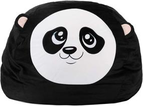 img 4 attached to Roomganize Extra Large Panda Bean Bag Chair Cover: Soft Toy and Linen Storage Organizer for Stylish Room Decor+