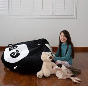 img 3 attached to Roomganize Extra Large Panda Bean Bag Chair Cover: Soft Toy and Linen Storage Organizer for Stylish Room Decor+