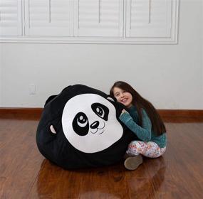 img 1 attached to Roomganize Extra Large Panda Bean Bag Chair Cover: Soft Toy and Linen Storage Organizer for Stylish Room Decor+