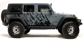 img 1 attached to Повысьте стиль вашего Jeep Wrangler с набором графики Factory Crafts Burst Side - обертка из винила 3M в матовом черном цвете (2007-2016, совместимо с 4 дверями)