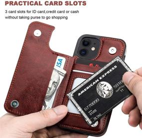 img 1 attached to 📱 ONETOP iPhone 12 Mini Wallet Case with Card Holder, Kickstand PU Leather Case, Double Magnetic Clasp, Durable Shockproof Cover, 5.4 Inch (Brown)