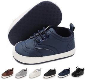 img 4 attached to 👟 Premium PU Leather Oxford Shoes for Baby Boys and Girls | Soft Sole Moccasins for Infants and Toddlers | Stylish Crib Dress Shoes and Sneakers by BENHERO