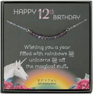 🎉 efytal 12th birthday gifts for girls: silver beaded bar necklace on unicorn card - perfect bat mitzvah gift for daughter or niece! logo