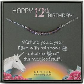 img 4 attached to 🎉 EFYTAL 12th Birthday Gifts for Girls: Silver Beaded Bar Necklace on Unicorn Card - Perfect Bat Mitzvah Gift for Daughter or Niece!