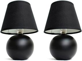 img 3 attached to Mini Ceramic Globe Table Lamp Set, Black - 2-Pack, 2 Count: Simple Designs LT2008-BLK-2PK