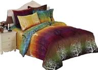 colorful rainbow tree bedding set: queen duvet cover and pillow shams by swanson beddings logo