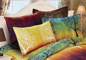 img 2 attached to Colorful Rainbow Tree Bedding Set: Queen Duvet Cover and Pillow Shams by Swanson Beddings