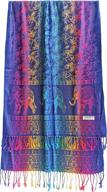 🌈 colorful elephant pride: bijoux de ja woven rainbow fringe pashmina shawl scarf wrap logo