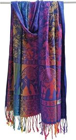 img 3 attached to 🌈 Colorful Elephant Pride: Bijoux De Ja Woven Rainbow Fringe Pashmina Shawl Scarf Wrap