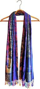 img 1 attached to 🌈 Colorful Elephant Pride: Bijoux De Ja Woven Rainbow Fringe Pashmina Shawl Scarf Wrap