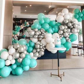 img 2 attached to 🎈 Tiffany Blue White Balloon Arch Garland Kit 94 Green Silver Balloons with Balloon Strip Tape and Balloon Dot: Perfect for Blue Backdrop Birthday Decoration, Baby Shower, Wedding, Graduation!