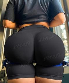 img 3 attached to JANVUR Women's Smile Contour Seamless Shorts Booty 👖 Lifting Scrunch TIKTOK Shorts: Enhance Your Curves with Style