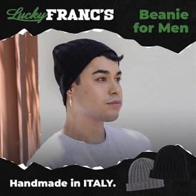 img 2 attached to Lucky Franc's Men's Handmade Cashmere Beanie - Authentic Italian Crafted 100% Cashmere Cuffed Beanie for All-Day Comfort