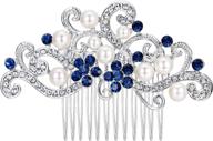 💎 exquisite ever faith austrian crystal cream simulated pearl floral vine bridal hair side comb in elegant silver-tone for a glamorous look логотип