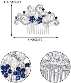 img 2 attached to 💎 Exquisite EVER FAITH Austrian Crystal Cream Simulated Pearl Floral Vine Bridal Hair Side Comb in Elegant Silver-Tone for a Glamorous Look