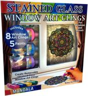 🎨 zorbitz diy stained glass window art cling kit - joyful coloring, 8 clings & 5 paint colors craft kit logo
