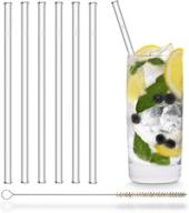 🥤 halm glass straws - set of 6 reusable drinking straws + eco-friendly cleaning brush - german-made - dishwasher safe - 20 cm (8 in) x 0.9 cm - straight design - ideal for smoothies, cocktails logo