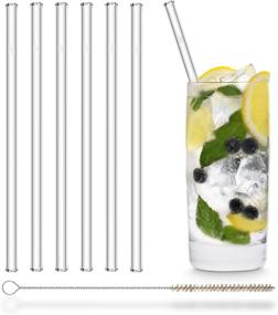 img 4 attached to 🥤 Halm Glass Straws - Set of 6 Reusable Drinking Straws + Eco-Friendly Cleaning Brush - German-Made - Dishwasher Safe - 20 cm (8 in) x 0.9 cm - Straight Design - Ideal for Smoothies, Cocktails