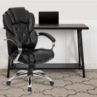 🪑 executive swivel office chair, high back, transitional style, black leathersoft, with arms - flash furniture logo