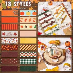 img 3 attached to 🍂 Whaline 18 Rolls Fall Washi Tape 177Ft Autumn Masking Tape with Pumpkin, Leaves and Fall-themed Decorations for Scrapbooking, Journaling, DIY Crafts, Gift Wrapping - 0.6 Inch Width