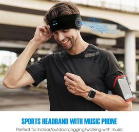 img 2 attached to 🎧 Wireless Bluetooth 5.0 Music Headband with Built-in Thin Headphones - Sleep Headphones Bluetooth Headband for Running, Yoga, Travel, Side Sleepers (Black)