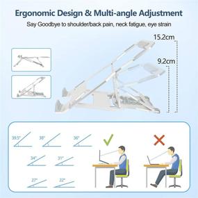 img 2 attached to 📚 Универсальная складная подставка для ноутбука: Регулируемый стол-ризер для MacBook, Dell, HP, Lenovo, ASUS - Портативный хромированный держатель для ноутбука Silver Chromebook 10-15.6