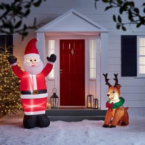 img 1 attached to Lights4fun, Inc. 4ft Inflatable Christmas Reindeer: Vibrant Indoor & Outdoor Holiday Decor with Built-in LED Lights