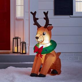 img 3 attached to Lights4fun, Inc. 4ft Inflatable Christmas Reindeer: Vibrant Indoor & Outdoor Holiday Decor with Built-in LED Lights