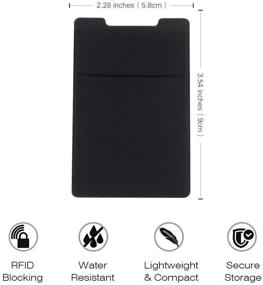 img 1 attached to 📱 Convenient Stick-On Wallet for Cell Phones: 3-Pack Self-Adhesive Card Holder Sleeves with Pocket for Most Smartphones (Black+Black+Grey)