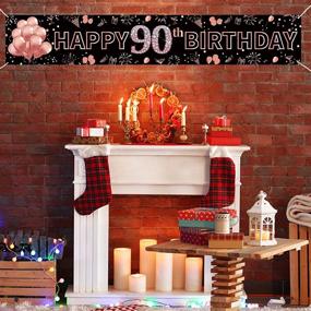 img 1 attached to 🎉 Праздничное украшение для юбилея Pimvimcim Rose Gold 90 лет для женщин, большие праздничные принадлежности ко дню рождения 90 лет, знак для фотобудки на день рождения 90 лет - 9.8x1.6 фута