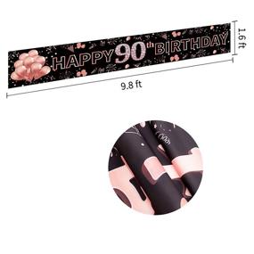 img 3 attached to 🎉 Праздничное украшение для юбилея Pimvimcim Rose Gold 90 лет для женщин, большие праздничные принадлежности ко дню рождения 90 лет, знак для фотобудки на день рождения 90 лет - 9.8x1.6 фута